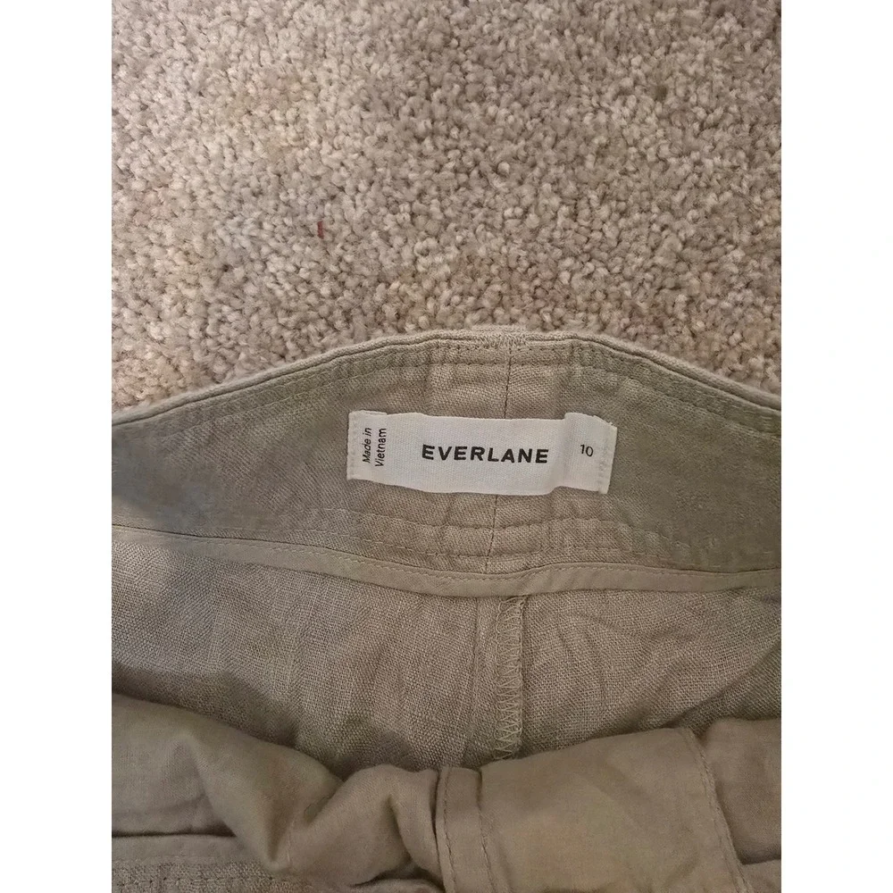 Everlane Linen Trousers Womens 10 - Tan Khaki Excellent Wide Leg Pleated Pants